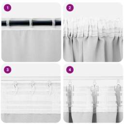 Berkfield Home Modern Curtains with Curtains 2 pcs Pale grey 260 x 140 cm Polyester - thumbnail 7