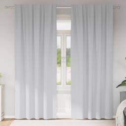 Berkfield Home Modern Curtains with Curtains 2 pcs Pale grey 260 x 140 cm Polyester - thumbnail 2