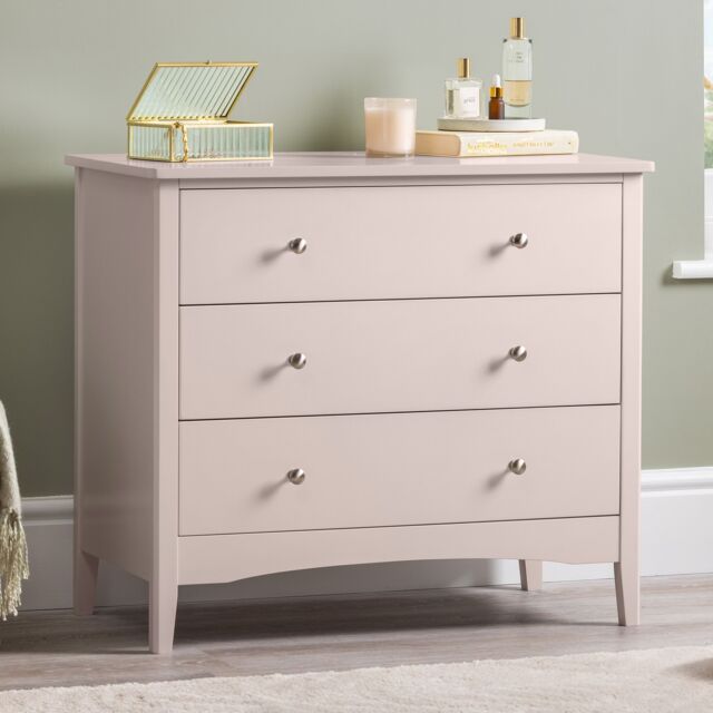 Christow Pink Chest of Drawers Modern 3 Drawer Bedroom Storage Unit Furniture Cabinet - image 1