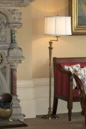 Loops Floor Lamp Swing Arm Multi Direction Off-White Shade Antique Nickel LED E27 60W in Metallics - thumbnail 2