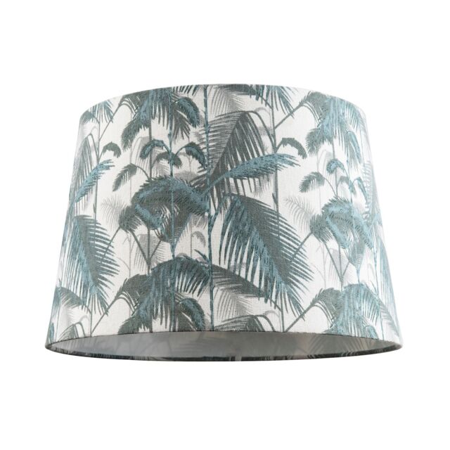 Happy Homewares Modern Green Palm Trees Linen Fabric Drum Lamp Shade with Cotton Inner - Size: 12 inches