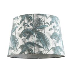Happy Homewares Modern Green Palm Trees Linen Fabric Drum Lamp Shade with Cotton Inner - Size: 12 inches - thumbnail 1