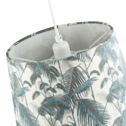 Happy Homewares Modern Green Palm Trees Linen Fabric Drum Lamp Shade with Cotton Inner - Size: 12 inches - thumbnail 4