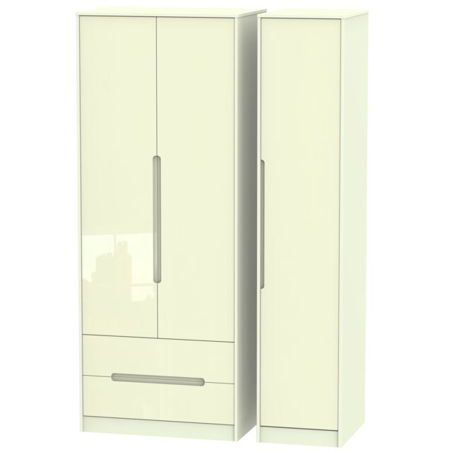 Ready Assembled 2 U Bristol Triple Wardrobe with 2 Drawers (Ready Assembled) in Cream