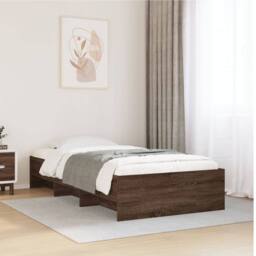 Berkfield Home Bed Frame without Mattress Brown Oak 100x200 cm Engineered Wood - thumbnail 2