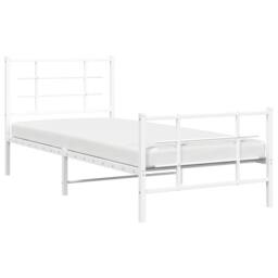 Berkfield Home Metal Bed Frame without Mattress with Footboard White 90x190cm - Size: 90x190 cm - thumbnail 4