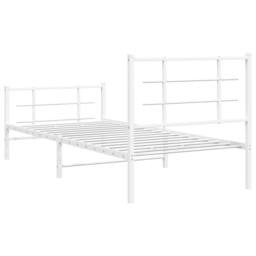 Berkfield Home Metal Bed Frame without Mattress with Footboard White 90x190cm - Size: 90x190 cm - thumbnail 7