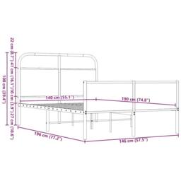 Berkfield Home Bed Frame without Mattress 140x190 cm Brown Oak Engineered Wood - thumbnail 9
