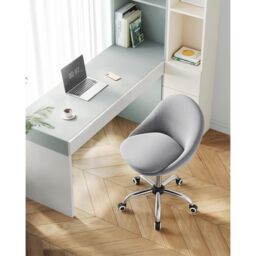 SONGMICS Fabric Task Chair with Foam Cushion Height Adjustable Swivel in Light Grey