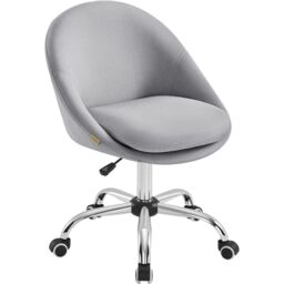 SONGMICS Fabric Task Chair with Foam Cushion Height Adjustable Swivel in Light Grey - thumbnail 8