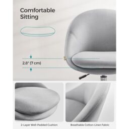SONGMICS Fabric Task Chair with Foam Cushion Height Adjustable Swivel in Light Grey - thumbnail 5