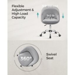SONGMICS Fabric Task Chair with Foam Cushion Height Adjustable Swivel in Light Grey - thumbnail 6