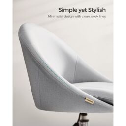 SONGMICS Fabric Task Chair with Foam Cushion Height Adjustable Swivel in Light Grey - thumbnail 4