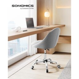 SONGMICS Fabric Task Chair with Foam Cushion Height Adjustable Swivel in Light Grey - thumbnail 2