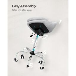 SONGMICS Fabric Task Chair with Foam Cushion Height Adjustable Swivel in Light Grey - thumbnail 7