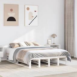Berkfield Home Bed Frame without Mattress White 120x200 cm Solid Wood Pine - Size: Small Double - thumbnail 2