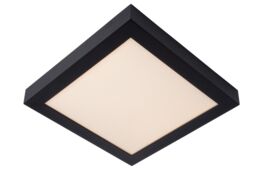 Lucide 'BRICE' Dimmable Stylish Square Bathroom LED Flush Ceiling Light in Black - thumbnail 1