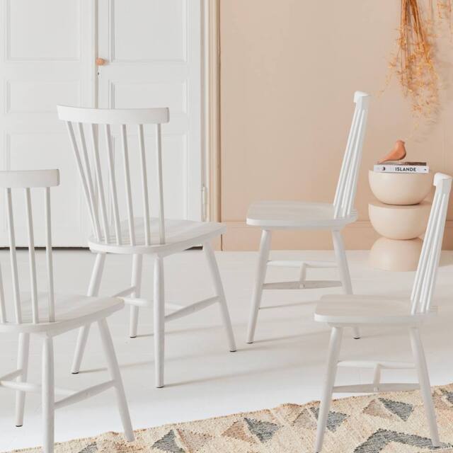 sweeek Set Of 4 Hevea Wooden Chairs in White - image 1