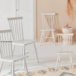 sweeek Set Of 4 Hevea Wooden Chairs in White - thumbnail 6