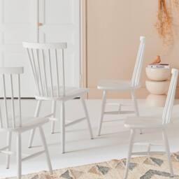 sweeek Set Of 4 Hevea Wooden Chairs in White - thumbnail 1