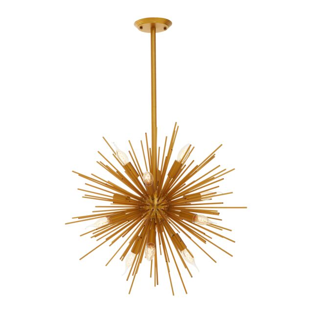 Orsina Brass Finish Metal Pendant Light, Luxe Contemporary Ceiling Light With 12 Bulb Holders in Gold - image 1