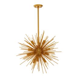 Orsina Brass Finish Metal Pendant Light, Luxe Contemporary Ceiling Light With 12 Bulb Holders in Gold