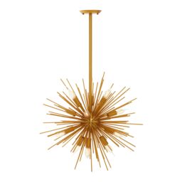 Orsina Brass Finish Metal Pendant Light, Luxe Contemporary Ceiling Light With 12 Bulb Holders in Gold - thumbnail 2