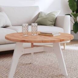 Berkfield Home Table Top Ã˜80x2.5 cm Round Solid Wood Beech in Brown - Size: 80x2.5 cm - thumbnail 2