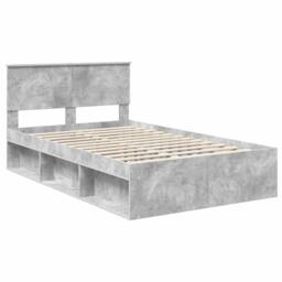 Berkfield Home Bed Frame with Headboard Concerte 120 x 190 cm Solid Pine Wood in Grey - thumbnail 4