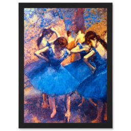 Artery8 Painting Degas Ballerina Dancers Blue Old Master Artwork Framed Wall Art Print A4 in Black - thumbnail 1