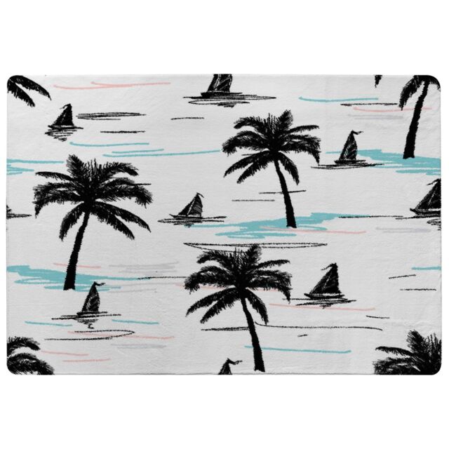 Benjamin Tate Design Palm Trees & Sailboats Rug in Natural - Size: Large - image 1