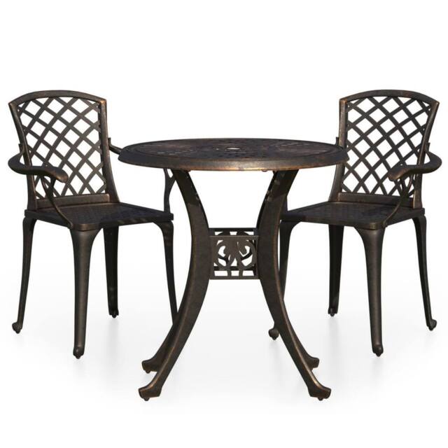 Berkfield Home 3 Piece Bistro Set Cast Aluminium Bronze in Brown - image 1