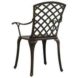 Berkfield Home 3 Piece Bistro Set Cast Aluminium Bronze in Brown - thumbnail 7