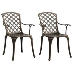 Berkfield Home 3 Piece Bistro Set Cast Aluminium Bronze in Brown - thumbnail 3
