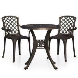 Berkfield Home 3 Piece Bistro Set Cast Aluminium Bronze in Brown