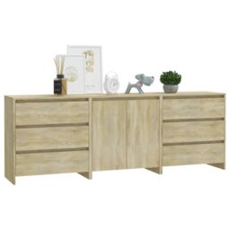 Berkfield Home 3 Piece Sideboard Sonoma Oak Engineered Wood in Beige - thumbnail 6