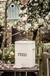 Living Nostalgia Antique Cream Feed Tin with Metal Scoop