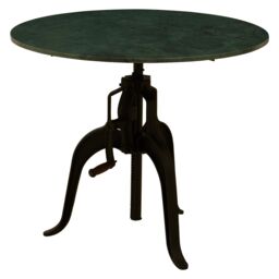 Orsina Three Leg Small Green Marble Iron Table, Industrial-style Black Finish Metal Table, Functional Side Table - thumbnail 3
