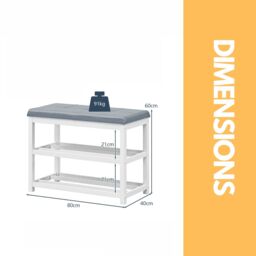 Pirlo Plush Wooden 2 Tier Shoe Rack Bench in Grey - thumbnail 6