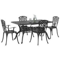 Berkfield Home Set of 3 Black Cast Aluminium 150x90x72 cm Durable - Size: 150 x 90 x 72 cm - thumbnail 3