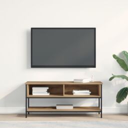 Berkfield Home TV Cabinet Artisan Oak 100x35x45 cm Engineered Wood & Steel in Brown - Size: 100 x 35 x 45 cm - thumbnail 4