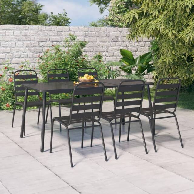 Berkfield Home 7 Piece Garden Dining Set Anthracite Steel - image 1