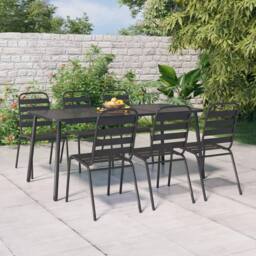 Berkfield Home 7 Piece Garden Dining Set Anthracite Steel