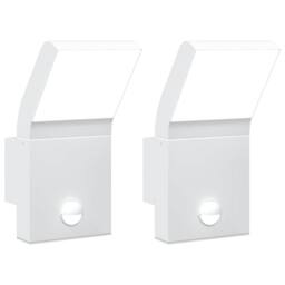 Berkfield Home Outdoor LED Wall Lights with Sensors 2pcs White Die-cast Aluminium - thumbnail 2