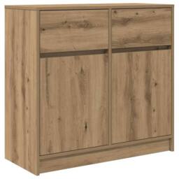 Berkfield Home Sideboard with Drawer Artisan Oak 80x34x76 cm Engineered Wood in Brown - Size: 80 x 34 x 76 cm - thumbnail 2