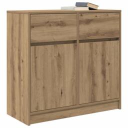 Berkfield Home Sideboard with Drawer Artisan Oak 80x34x76 cm Engineered Wood in Brown - Size: 80 x 34 x 76 cm - thumbnail 4
