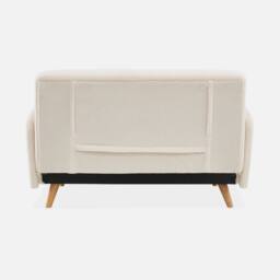 sweeek 2-seater Scandinavian Convertible Sofa With Boucle Fabric in Cream - thumbnail 3