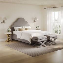 Lemon Pavilion Furniture Quince King Size Bed Frame (Pack of 2) - Linen Blend/Wood in Grey - thumbnail 5