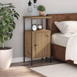 Berkfield Home Bedside Cabinet Artisan Oak 41x31x80 cm Engineered Wood in Brown - Size: 41 x 31 x 80 cm - thumbnail 3
