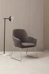 Orsina Grey Chair, Easy Care Velvet Chair, Arm & Backrest Chair for Living Room, Space-Sufficient Lounge Chair - thumbnail 6